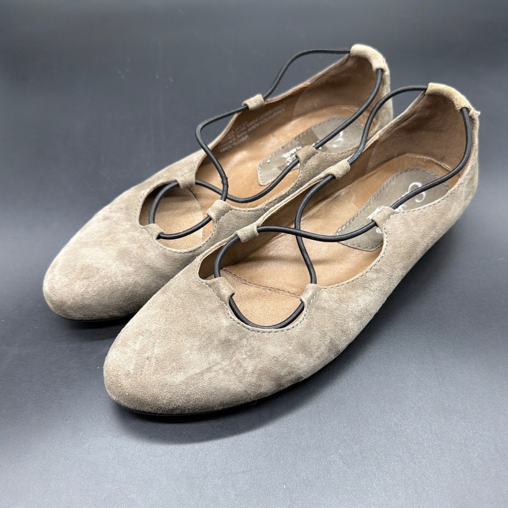 Earthies by Earth Essen Slate Suede Elastic Strap Ballet Flats Womens 5.5B‎